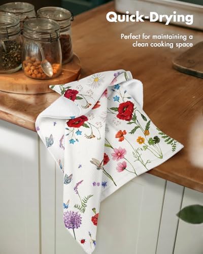 Miss Adola 2pcs Cotton Waffle Kitchen Towels, Wildflower - Image 2