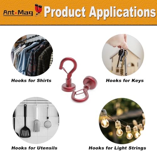 Ant Mag Magnetic Hooks Heavy Duty 22LBS Strong Magnet Snap Hooks 8 Pack - Image 5