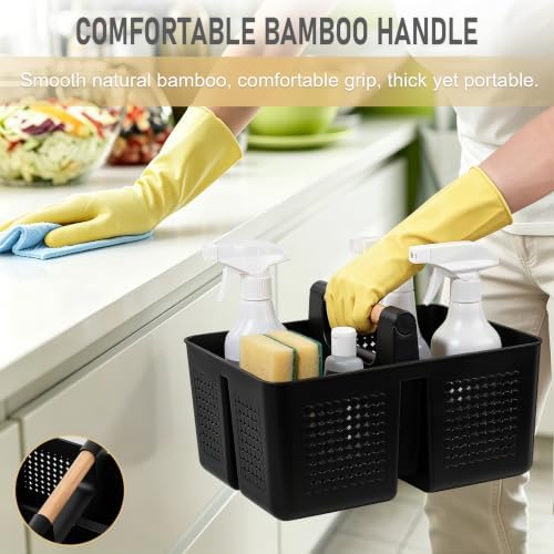 JiatuA Portable Shower Caddy Basket Plastic Caddy Organizer Small Black - Image 2