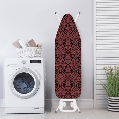 Damask Floral Ironing Board Cover, Dark Red Aesthetic Floral 15x54 Inch - Image 3