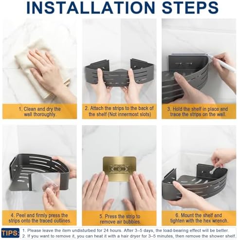 Corner Shower Caddy, No-Drilling Adhesive Shower Shelves - Image 5