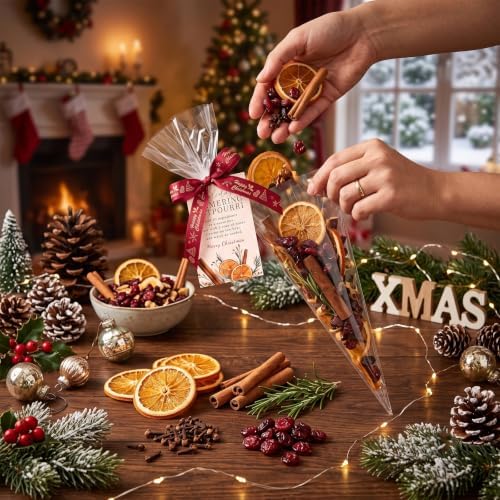 50 Sets Christmas Potpourri Bags, Empty Pot Pourri Clear Cone Gifts Bags - Image 6
