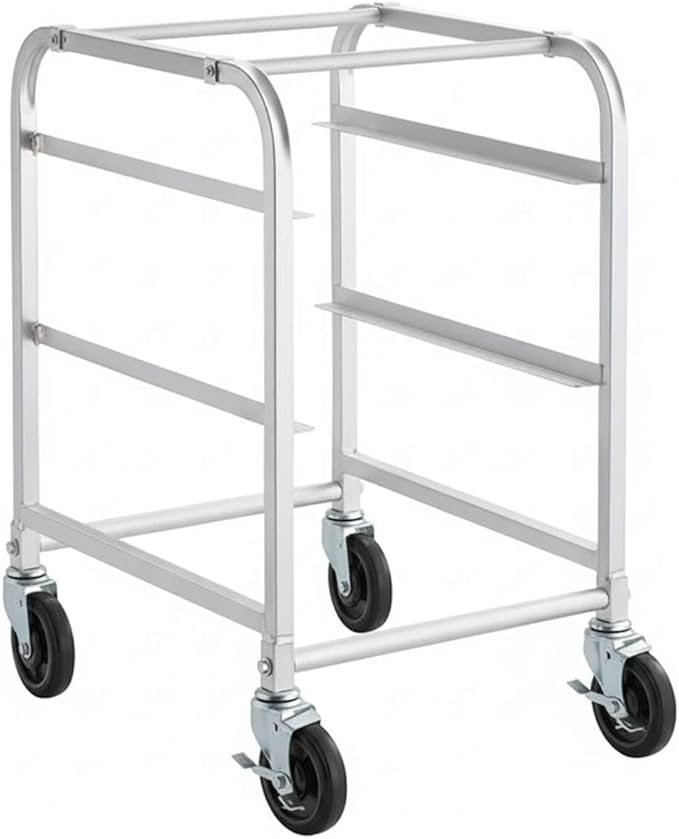 19"x26"x32" Mobile Aluminum Lug Rack - 2 Lug Capacity, NSF Commercial Portable Cart with 5" Swivel Casters and Brakes, Heavy-Duty 300 lb Capacity Storage Rack, Freezer Safe, Utility Dolly