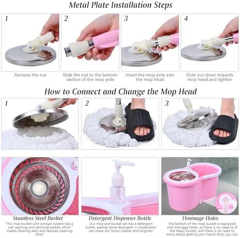 Cute Pink Mop and Bucket Set - Image 7
