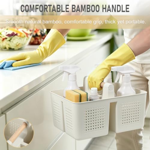 JiatuA Portable Shower Caddy Basket Plastic Caddy Organizer Small Beige - Image 6