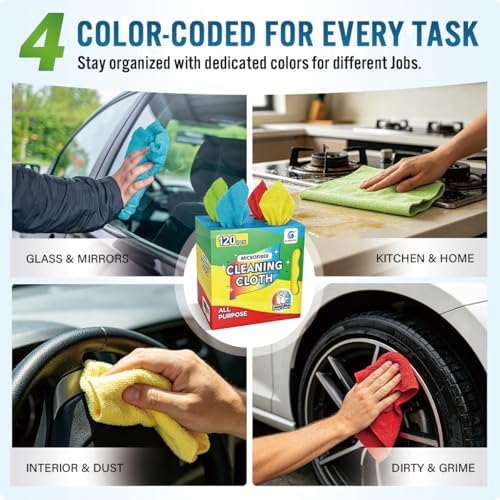 GLIMGLINT Microfiber Cleaning Cloth 120 Pack, Reusable Paper Towels 11 x 9 - Image 3