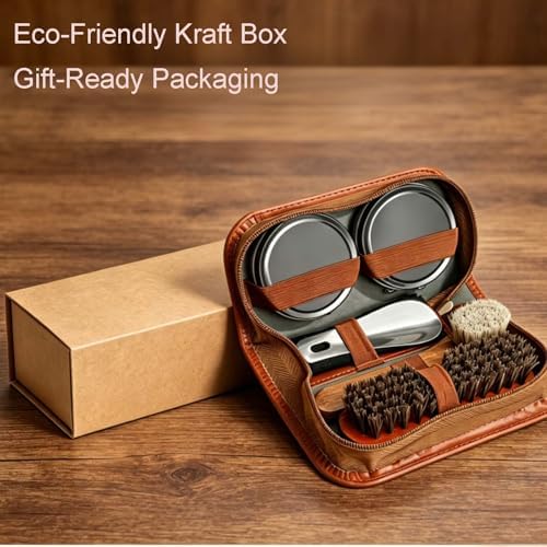 shoe care kit horsehair brush, long-handled round brush, polishing cloth - Image 7