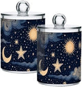 2 Pack Apothecary Jars Bathroom Stars and Moon Qtip Holder Dispenser Clear by Unknown