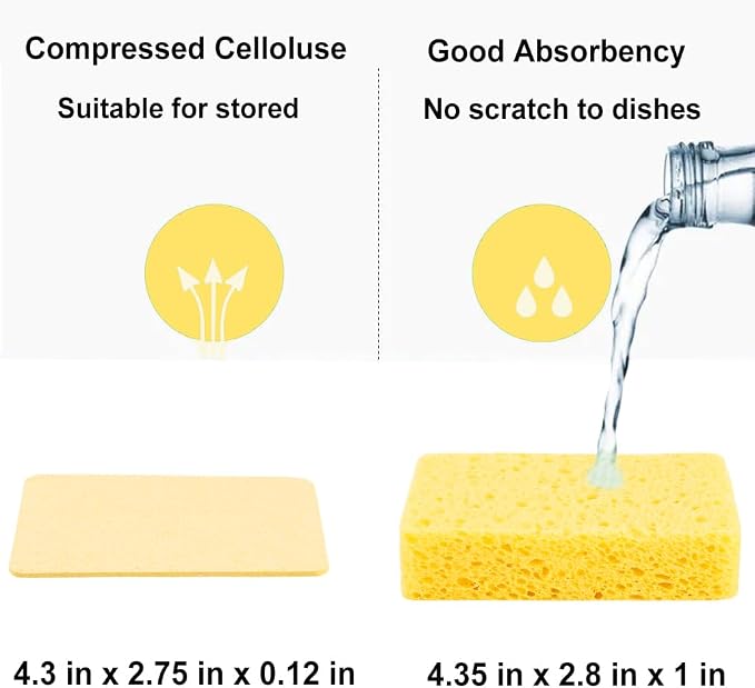 METUUTER Kitchen Sponges 12 Pack Natural Cellulose - Image 2