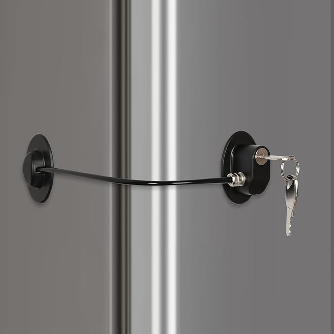 REZIPO - Refrigerator Door Lock with 2 Keys, File Drawer Lock, Freezer Door Lock and Child Safety Cabinet Lock by REZIPO Black