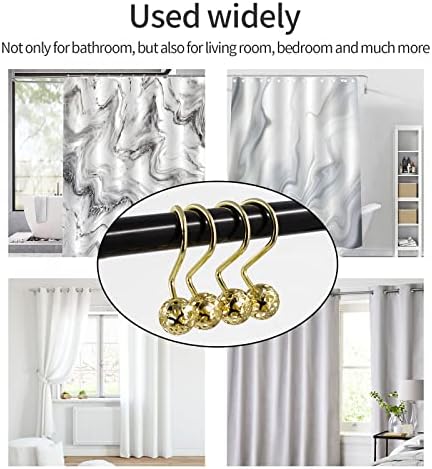 MitoVilla Gold Metal Shower Curtain Hooks Rings, Bling Yellow Shower Hooks - Image 6