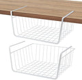Under Shelf Basket 2 Pack Pantry Shelf Organizer White Metal Cabinet Shelf by ELEATTRUN