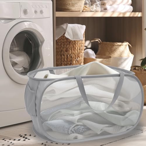 Collapsible Laundry Hamper Basket, Pop Up Mesh Foldable Bag - Image 2