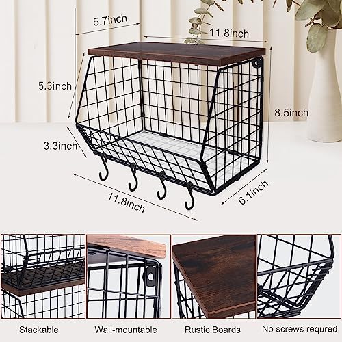 Mefirt Fruit Bowl, Stackable Wall Mounted Fruit Basket of Smooth Wood Lid - Image 3