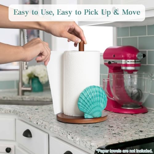 Seashell Paper Towel Holder Decorative Coastal Beach Kitchen Decor Beachy - Image 2