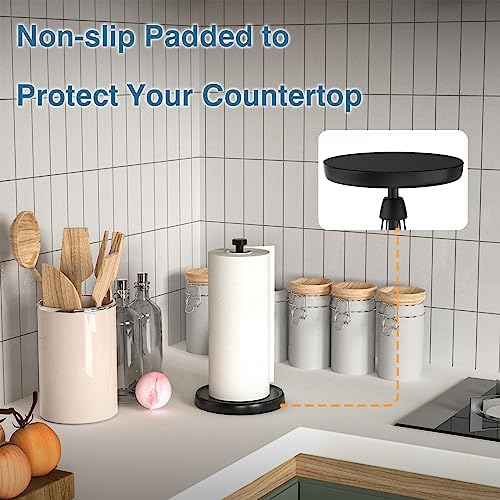 Paper Towel Holder Countertop, One-Handed Tear, Stainless Steel, Weighted Base - Image 4
