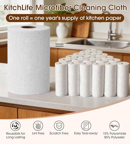Microfiber Cleaning Cloth Roll, 100 Pack 12 x 12 Inch Tear Away Reusable Paper - Image 4