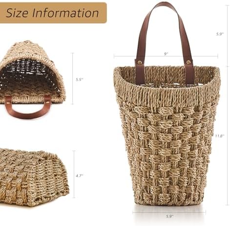 Handwoven Seagrass Boho Front Door Basket - Image 2