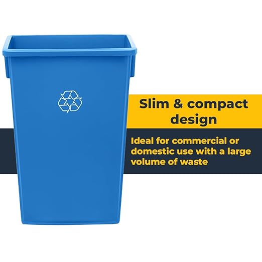 3 pack 23 Gallon Waste Bin with Lid & Dolly, Heavy-Duty Trash Can, Slim Rectangular Garbage Bin, Durable Waste Container, Recycling Bin, Plastic Wastebasket for Kitchen, Garage, Restaurants, Office