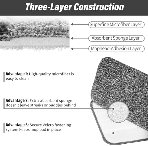 16.5" Microfiber Mop Pads Refills, 3 Pack Reusable Replacement Heads - Image 7