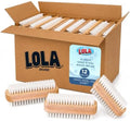 LOLA Classic Hand & Nail Wood Brush, 12 Pack, Heavy Duty 2 Sided Soft & Stiff by LolaProducts