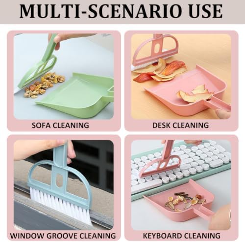 CREATCABIN Small Broom and Dustpan Set Pink Mini Dust Pan and Brush - Image 6