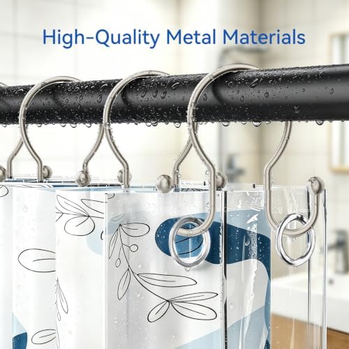 OEH Shower Curtain Hooks, Metal Shower Curtain Hangers, Double Hook Shower - Image 5