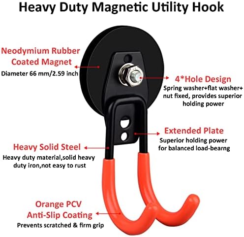 ULIBERMAGNET Garage Strong Magnetic Hooks, 4 Pack Heavy Duty Large J Hooks - Image 7