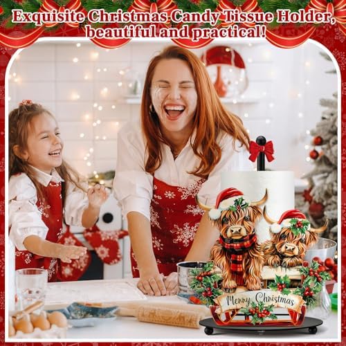 Chunful Christmas Highland Cow Paper Towel Holder - Image 2
