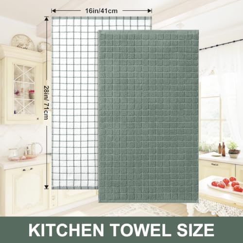 Homaxy Large Premium Cotton Kitchen Towels 16"x 28", 4 Pack, Sage Green - Image 5