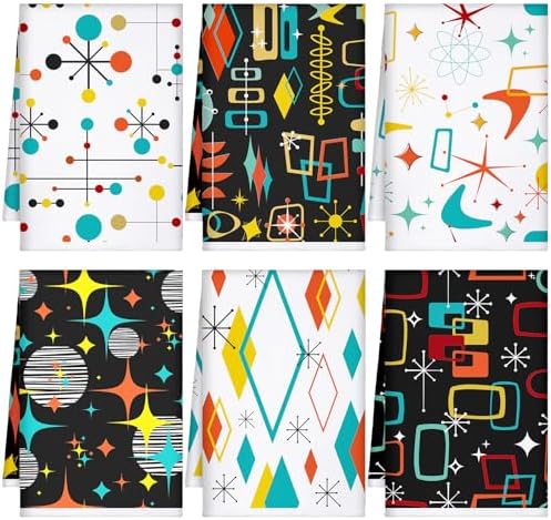 Bencailor 6 Pcs Black Geometric Kitchen Towels Decorative Sets Dish Towels by Bencailor