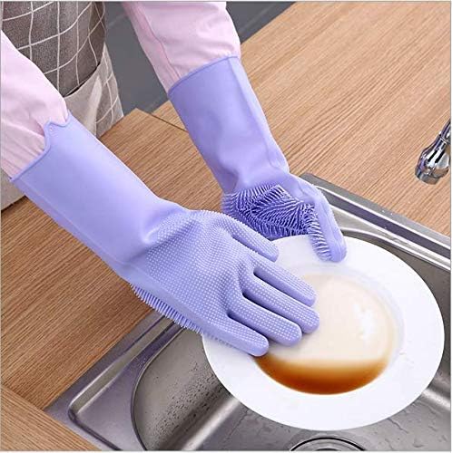 Silicone Dishwashing Gloves, Pet Grooming Rubber Scrubbing - Image 4