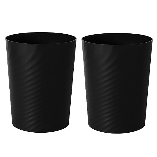 Plastic Small Bathroom Trash Can Wastebasket Garbage Can, 2 Pack | Sturdy-Easy by UUJOLY