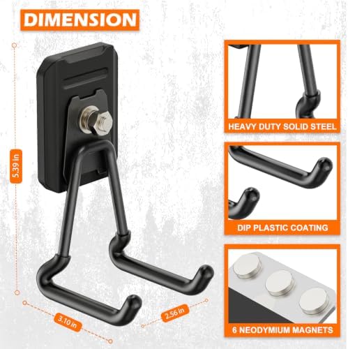 Heavy Duty Magnetic Garage Hooks, 4 Pack Strong Large Magnet Hook - Image 4