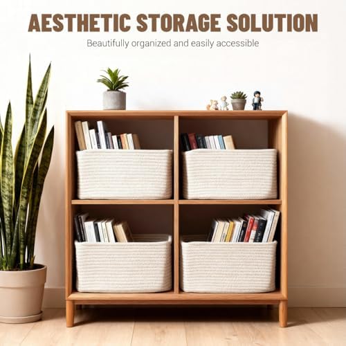 5 Pack Woven Storage Baskets, Decorative Storage Bins - Image 2