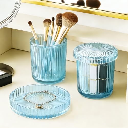 Glass Qtip Dispenser 2 Pack, Pads & Floss Picks, Vanity Makeup Essential - Image 5