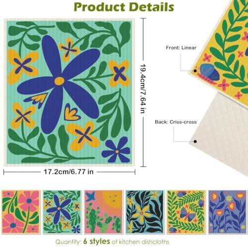 6 Pcs Swedish Paper Cloths for Kitchen, Reusable Paper Towels Washable - Image 2