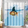 AmazerBath Fish Shower Curtain Blue, Washable Cloth Funny Fish in Shark's by AmazerBath