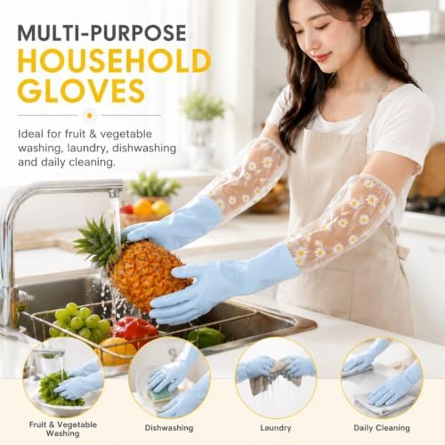 Dishwashing Cleaning Gloves Waterproof Tear-Resistant Household Rubber Cleaning - Image 5