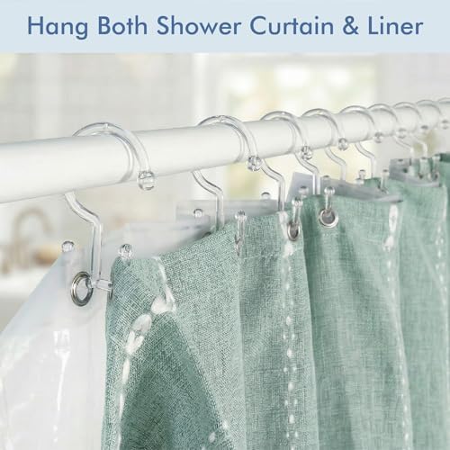 Bathway Clear Plastic Shower Curtain Hooks, 24 Double Shower Curtain Rings - Image 5