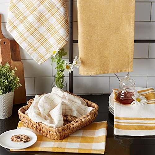 DII Basic Kitchen Large Cotton Dishtowel Set of 5, Honey Gold - Image 5