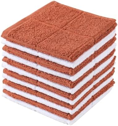 Glynniss Kitchen Dish Cloths for Washing Dishes, Rust White Terry Dish Rags by Glynniss