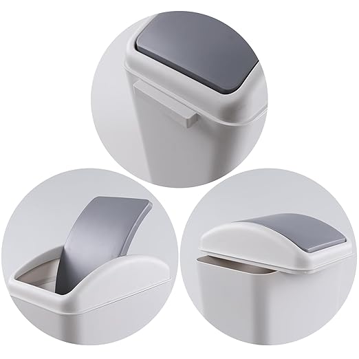 Asking 3-Pack 4.5 Gallon Small Trash Can with Swing-top Lid,Swing Lid Plastic Waste Can, Light Gray