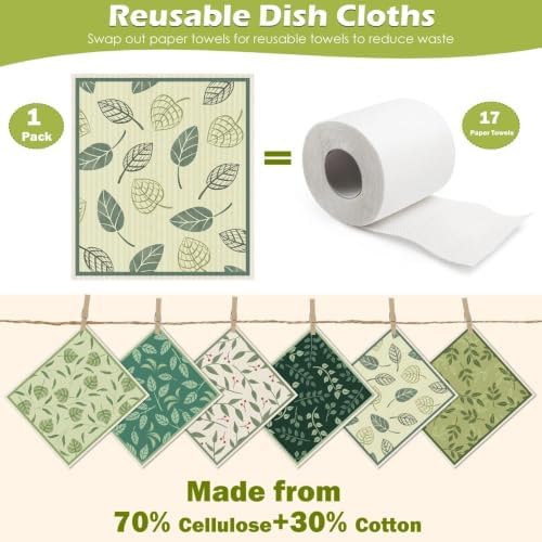6 Pcs Swedish Paper Cloths for Kitchen, Reusable Paper Towels Washable - Image 3
