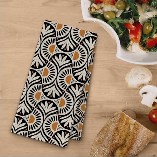 Abstract Boho Floral Kitchen Towels, Mid Century Modern Flower Dish Tea Towels - Image 5