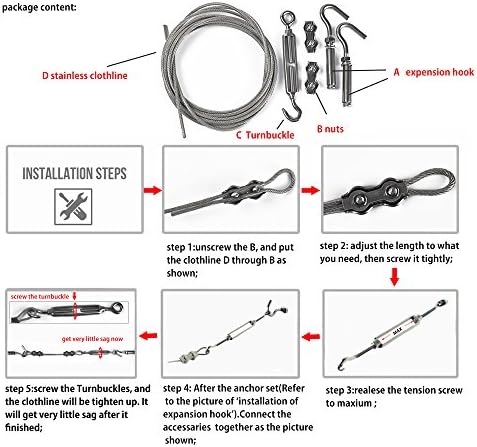 DEWEL 20.7FT Stainless Steel Clothes Lines - Image 6