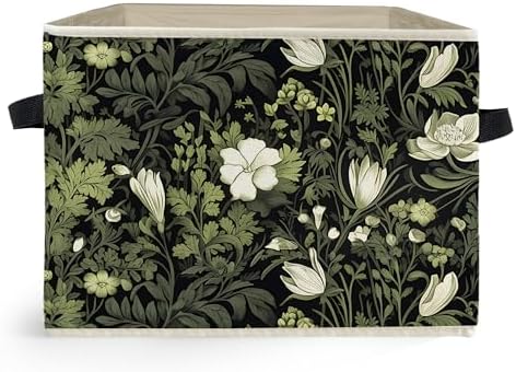 Vintage Floral Botanical Storage Box Bins, Art Nouveau Plant Flower Aesthetic by Unknown