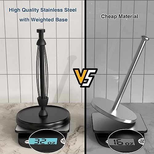 Paper Towel Holder Countertop, One-Handed Tear, Stainless Steel, Weighted Base - Image 5