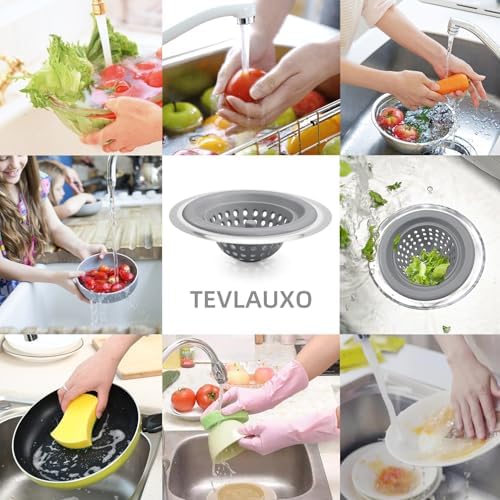 Silicone Strainer for Kitchen Sink, 2 Pack, Stainless Steel Reinforced - Image 4