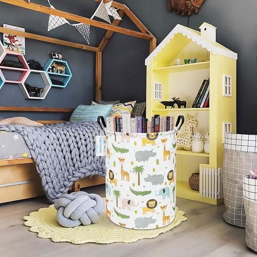 Round Laundry Basket Collapsible Storage Hamper Organizer Animal - Image 5